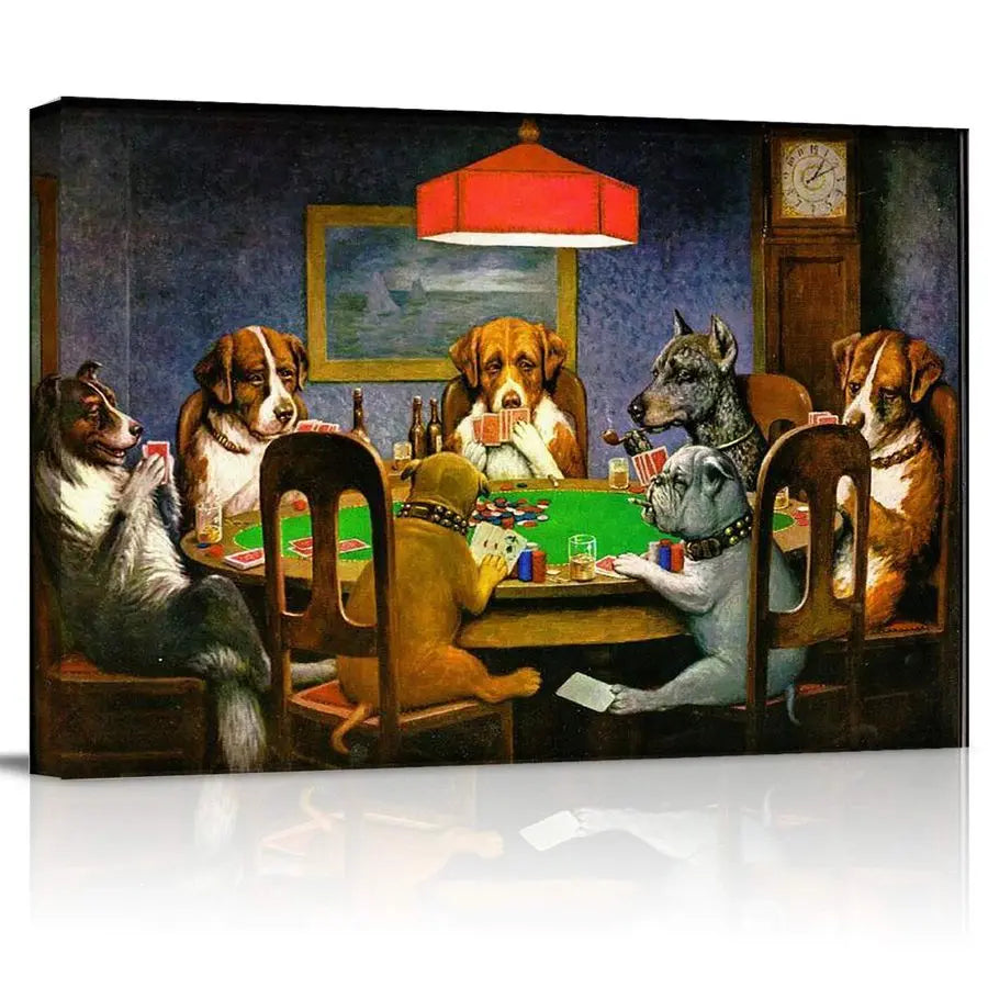 Print Wall Art Pokers Dogs .Playing Cards Wall Decor Modern Artwork Paintings Framed