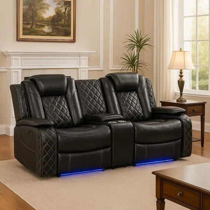 Power Living Room Furniture Sets, Electric Recliner Chair with LED Light, sectional Sofa Loveseat with Wireless Charging