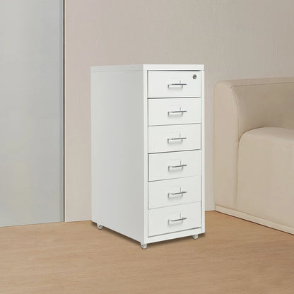 6 Drawer File Cabinet with Lock, Filing Storage Cabinets with Wheels, Organizer for Home Office Study.