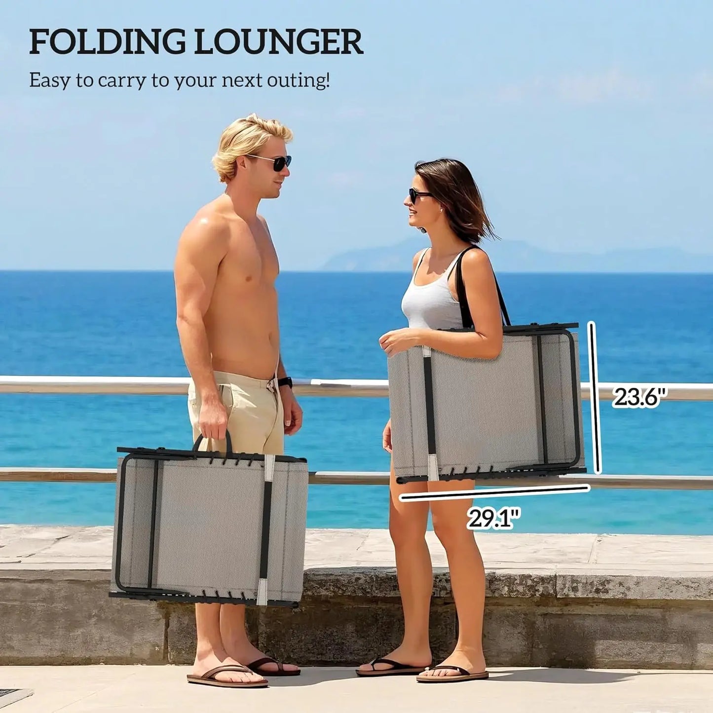 Chaise Lounge Chair Outdoor Set of 2, 5-Position Adjustable Outdoor Pool Lounge Chairs.