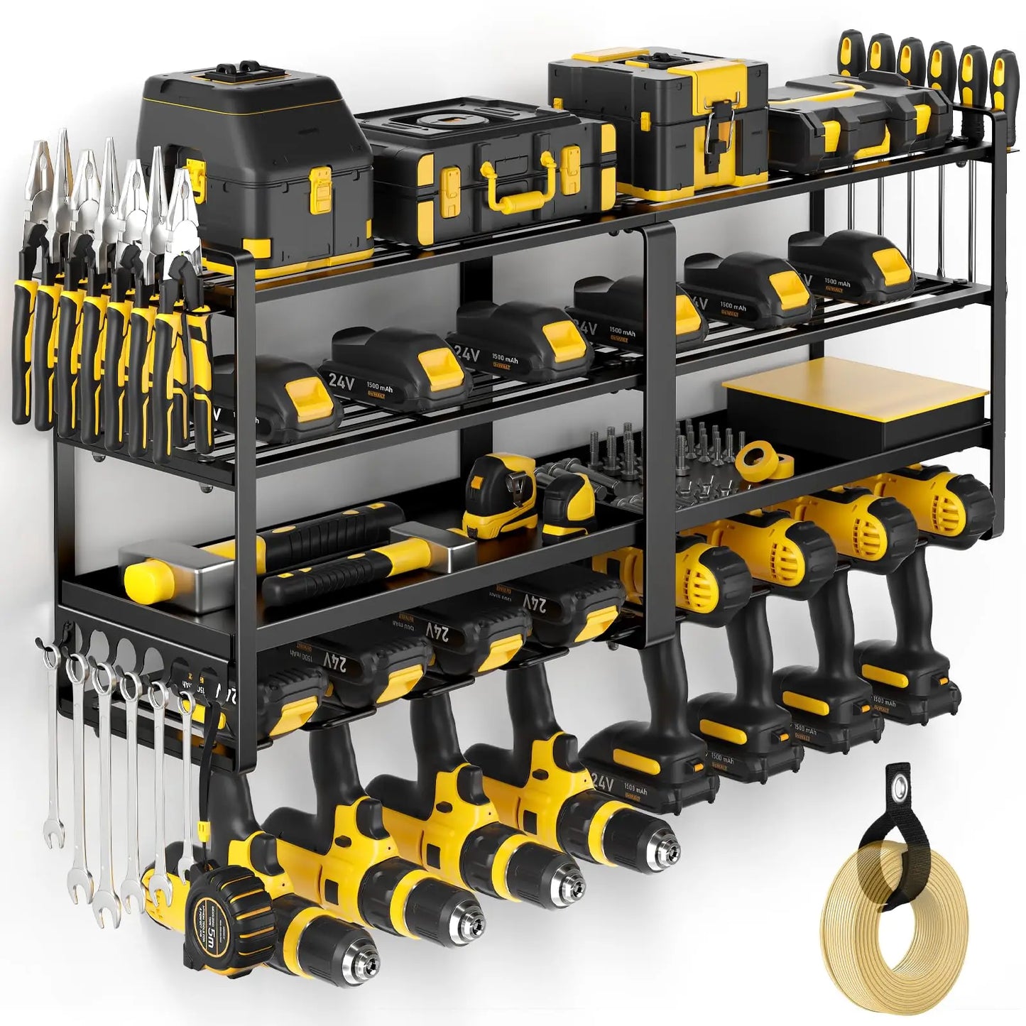 Power Tool Organizer Wall Mount, Extended Large Heavy Duty Drill Holder, 4 Layer Garage and Storage.