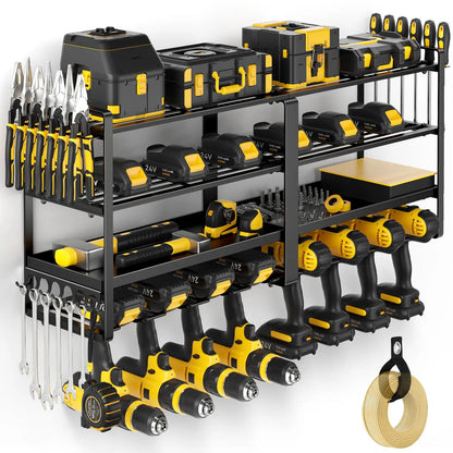 Power Tool Organizer Wall Mount, Extended Large Heavy Duty Drill Holder, 4 Layer Garage and Storage.