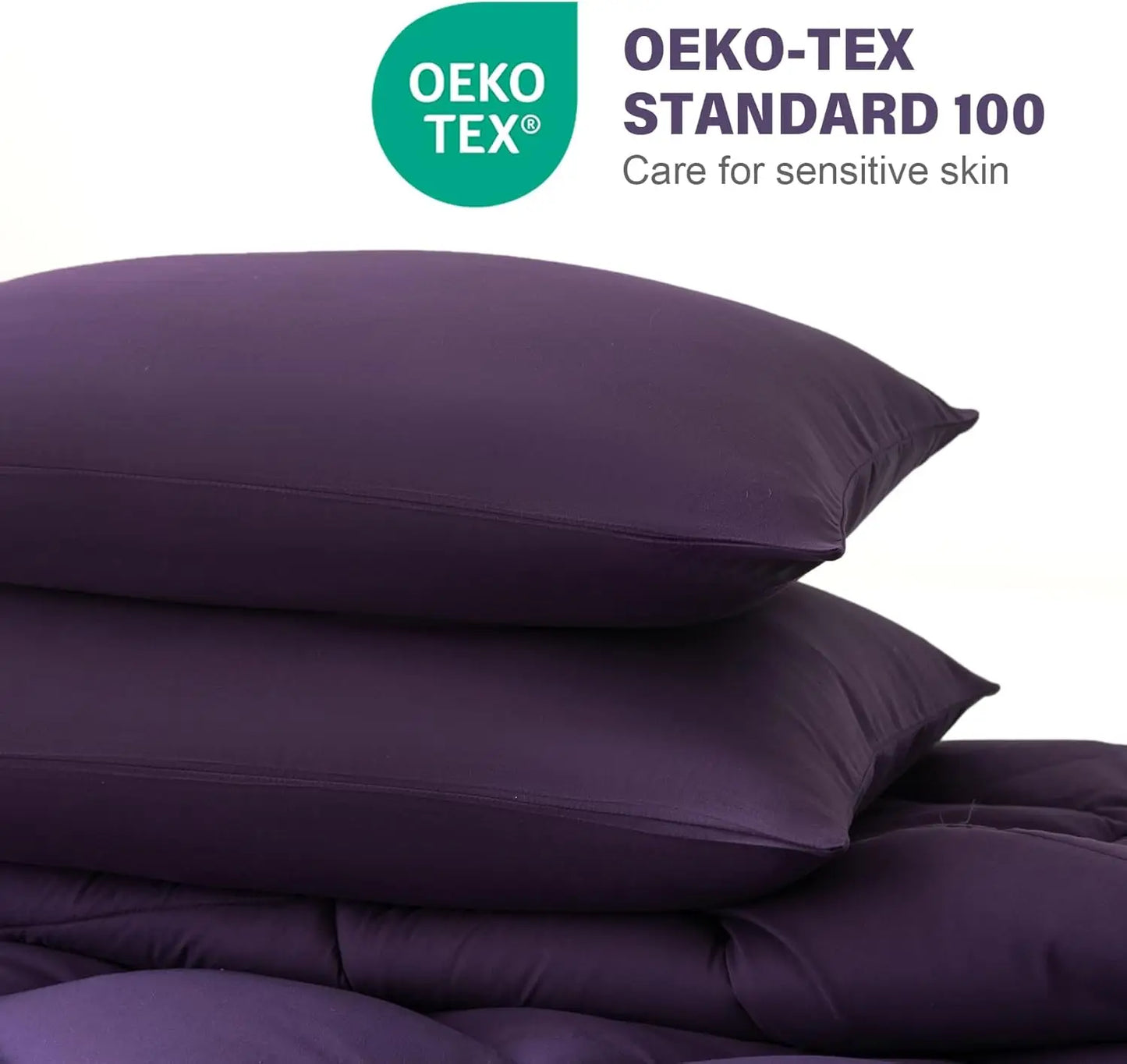 Lightweight California King Comforter Set with 2 Pillow Shams - 3 Pieces, Quilted Down in Purple