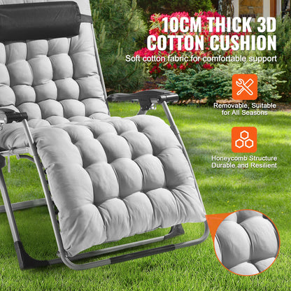 Zero Gravity Chair, Recliner Lounge Chair Adjustable with Cushion Footrest & Cupholder.