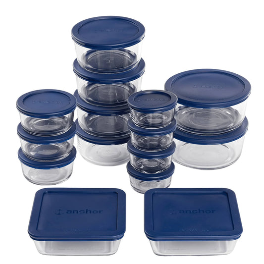 Glass food storage containers with lids, 30 pieces, durable, dishwasher and microwave safe