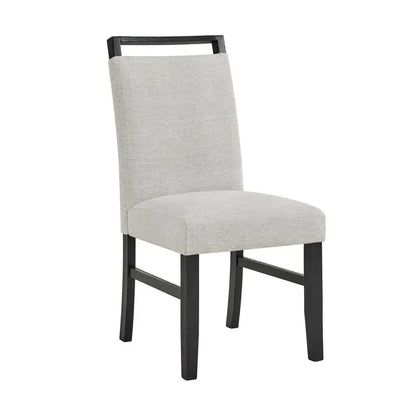 Contemporary 7pc Dining Set with White Faux Marble Rectangular Table and Full Back Upholstered Chairs.