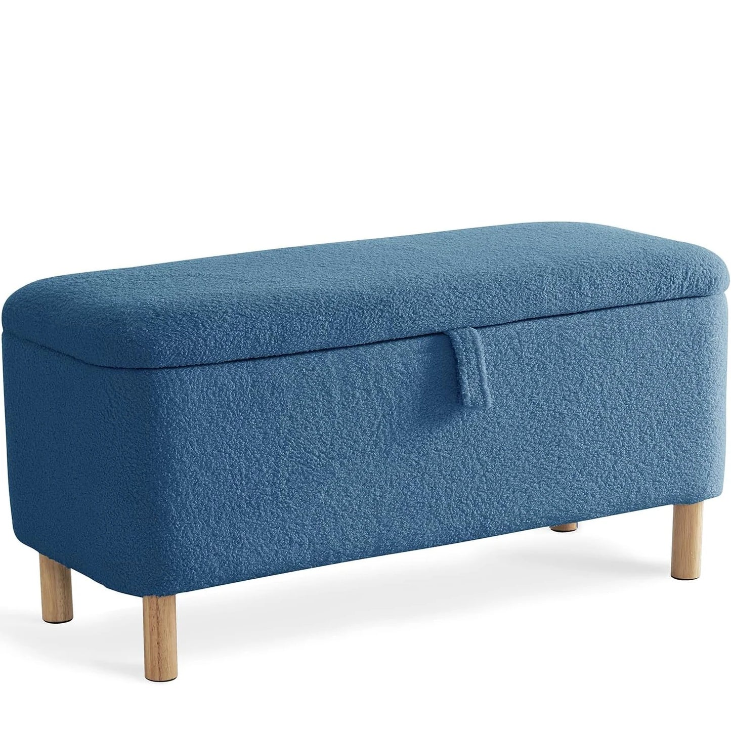 Storage Ottoman Bench for Bedroom end of Bed, Sherpa Upholstered Shoe Seat Storage.