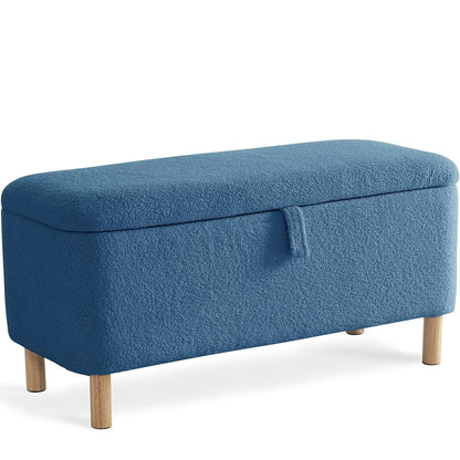 Storage Ottoman Bench for Bedroom end of Bed, Sherpa Upholstered Shoe Seat Storage.