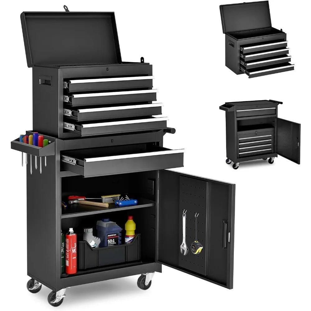 Rolling Tool Storage Cabinet with Enhanced Packaging, Detachable Top Toolbox, Metal Tool Cart.