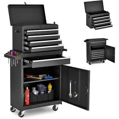 Rolling Tool Storage Cabinet with Enhanced Packaging, Detachable Top Toolbox, Metal Tool Cart.